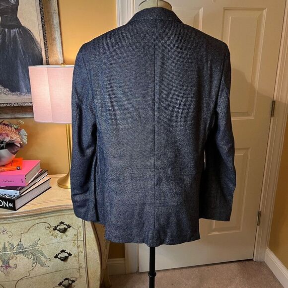 NWOT Men's Boss Hugo Boss Janson1 Slim Fit Navy Gray Blazer Sport Coat 46R - Picture 4 of 8